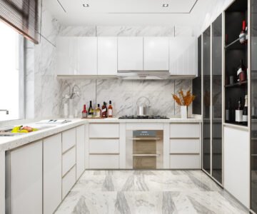 White colour modular kitchen
