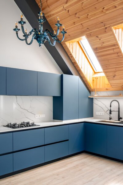 Blue colour Modular kitchen